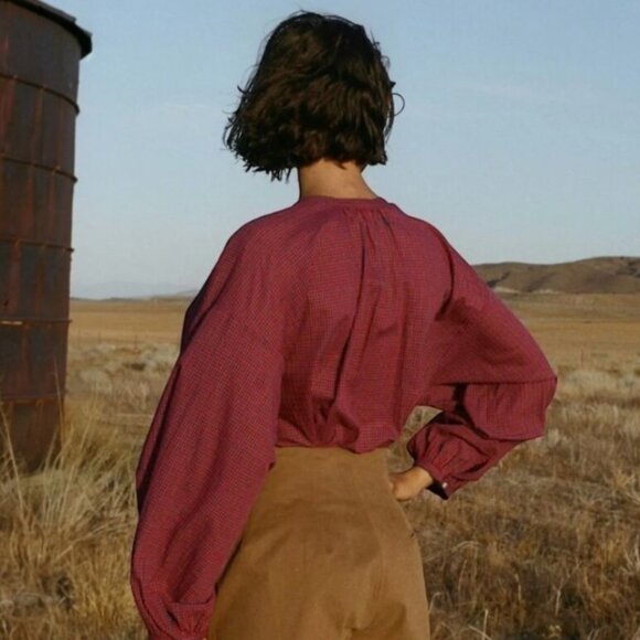 NWOT DOEN The Jane organic cotton in Rossendale Valley plaid blouse Sz S - Picture 4 of 14